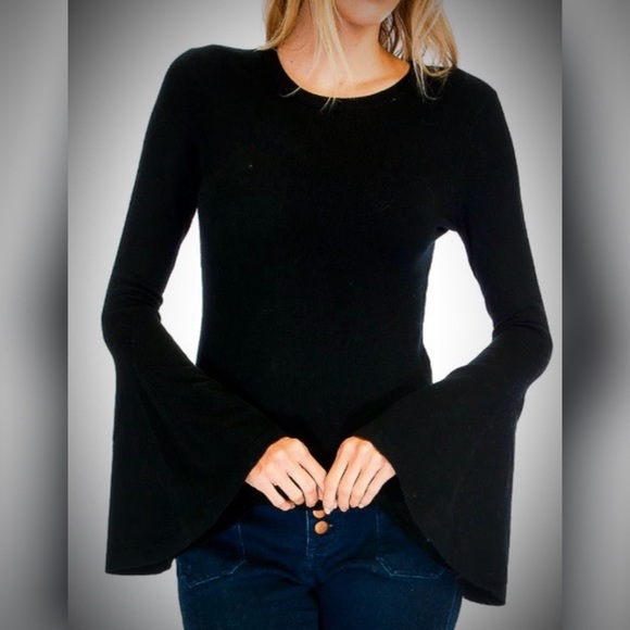 Sweaters - Black Bell Sleeve Super Soft Eva Sweater Cashmere